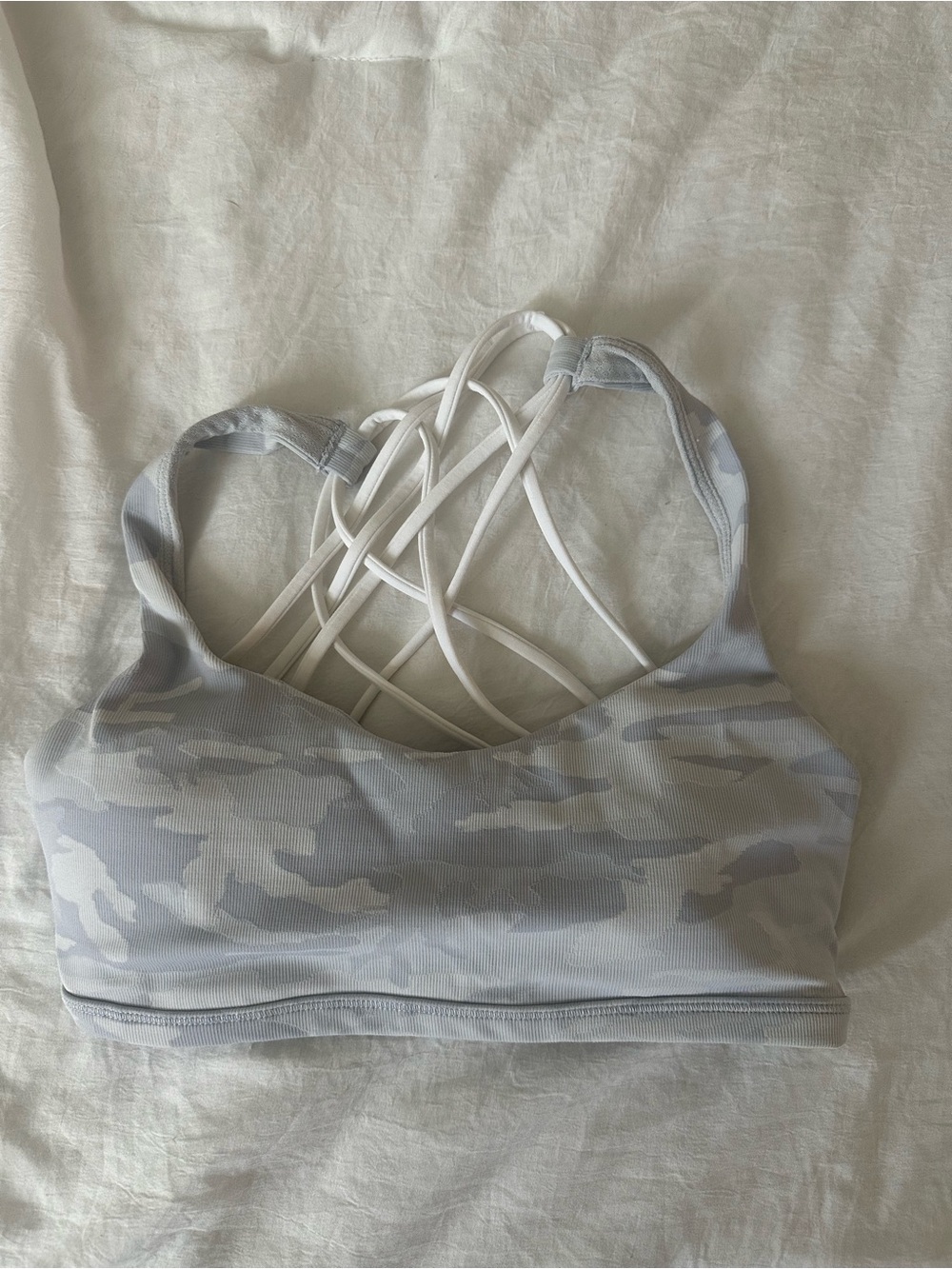 lululemon athletica Light Gray Camo Strappy Sports Bra